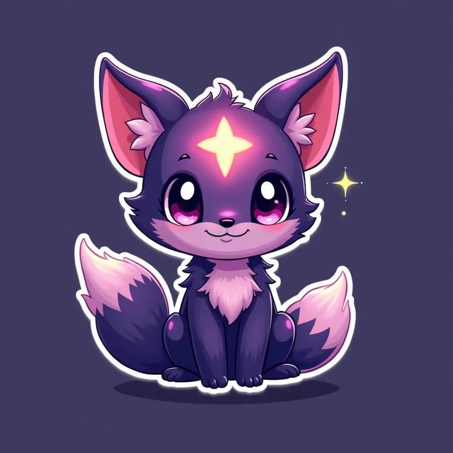 Lingoym mascot reference - two-tailed chibi kitsune