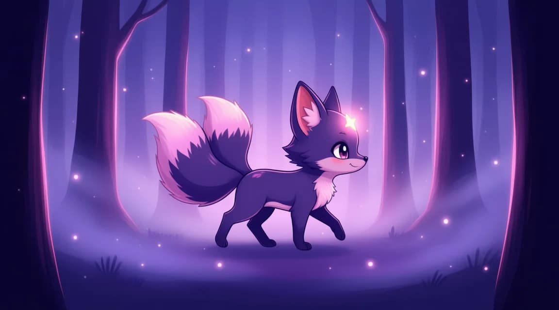 Mascot composited into a night forest scene